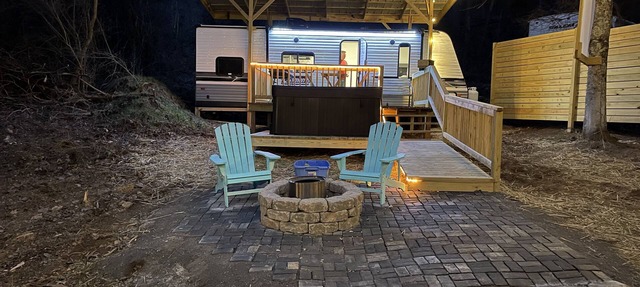 Luxe Mountain Camping with Theater, Hot Tub, Fire Pit & Hiking Trails