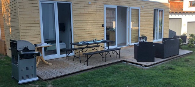 Casa de vacaciones 'Tiny Haus Liederbach' con terraza privada, Wi-Fi y aire acondicionado